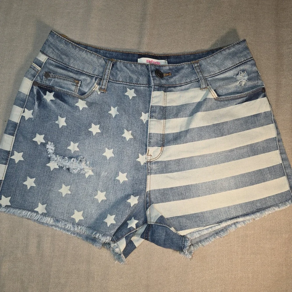 Refuge Stars & Stripes Denim Shorts Sz 12 Womens Short Shorts Beach American USA